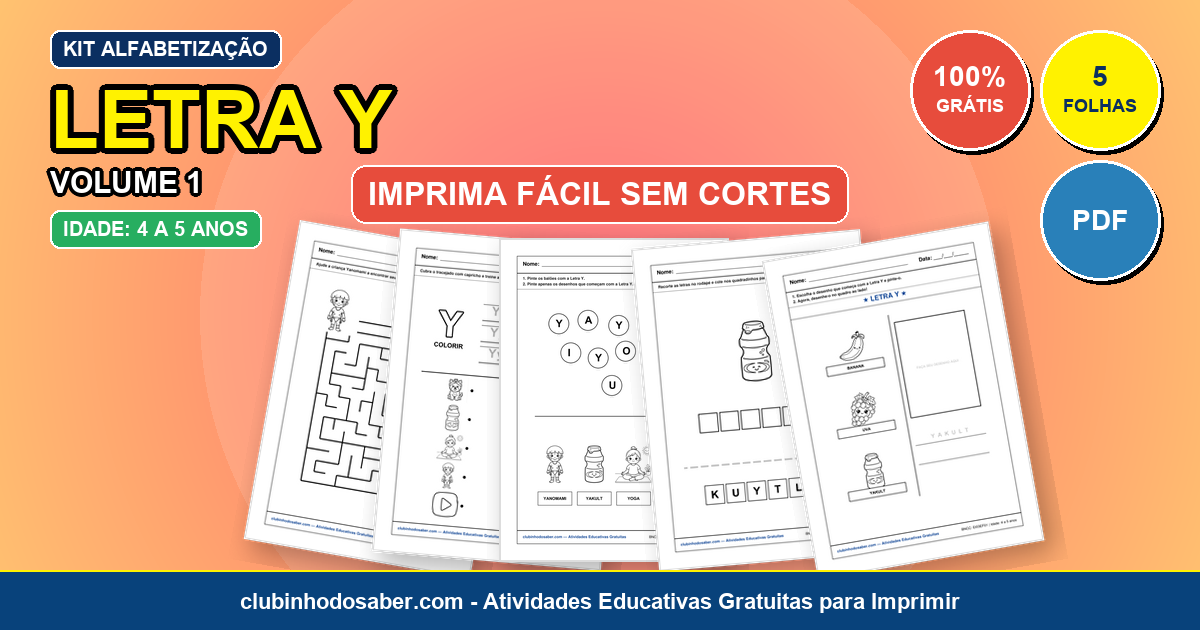 Kit de 5 Atividades da Letra Y Grátis para Imprimir