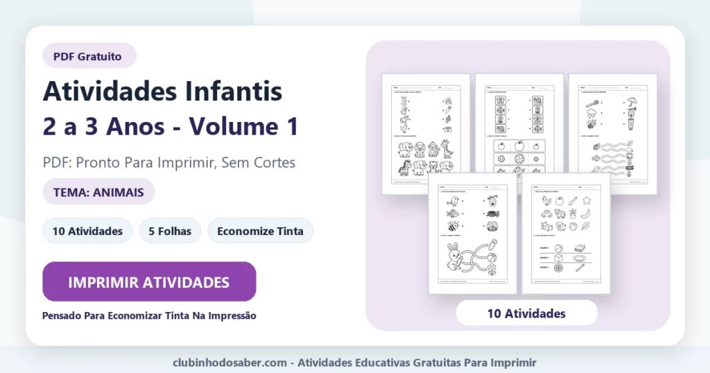 Atividades infantis 2 a 3 anos volume 1 PDF para imprimir