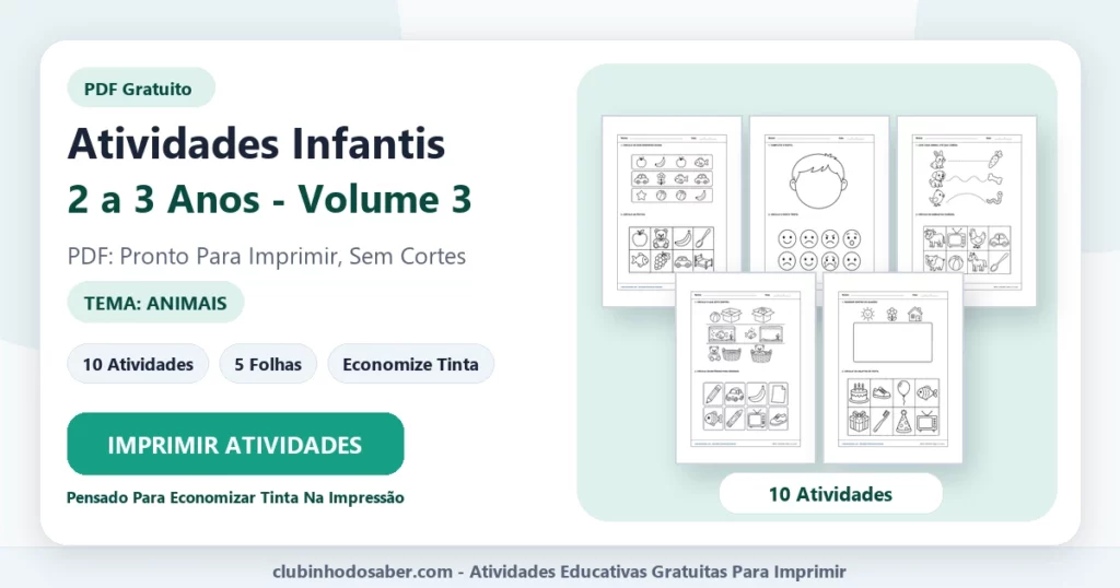 Atividades infantis 2 a 3 anos volume 3 PDF para imprimir