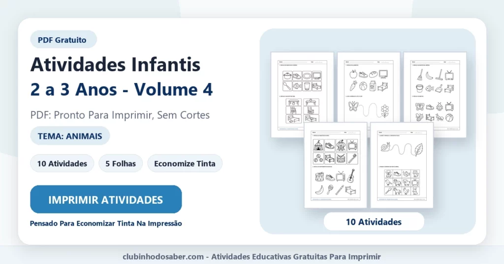 Atividades infantis 2 a 3 anos volume 4 PDF para imprimir