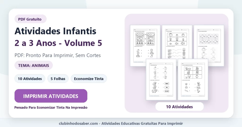 Atividades infantis 2 a 3 anos volume 5 PDF para imprimir