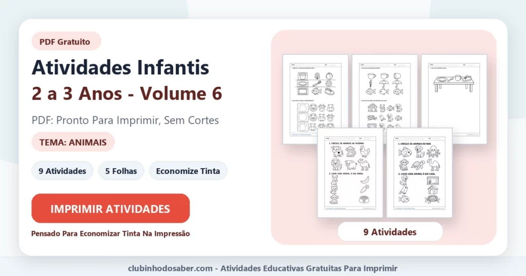Atividades infantis 2 a 3 anos volume 6 PDF para imprimir