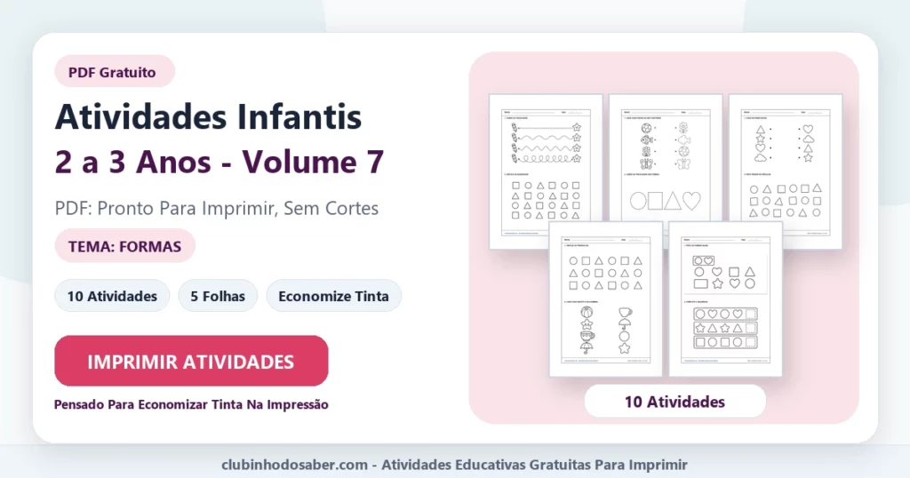 Atividades infantis 2 a 3 anos volume 7 PDF para imprimir