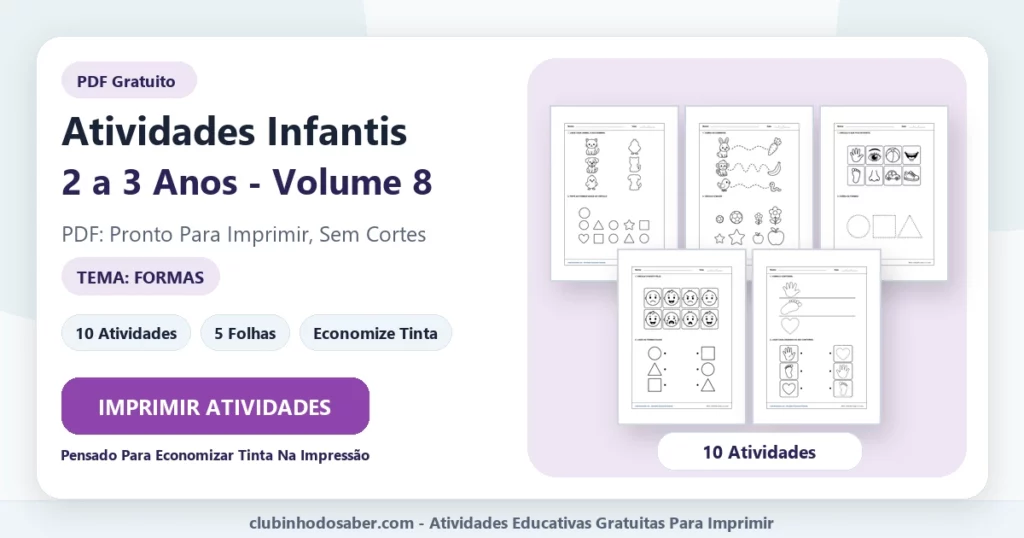 Atividades infantis 2 a 3 anos volume 8 PDF para imprimir