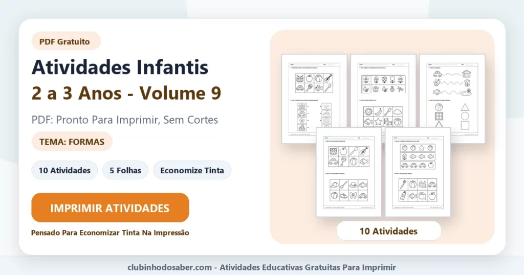 Atividades infantis 2 a 3 anos volume 9 PDF para imprimir