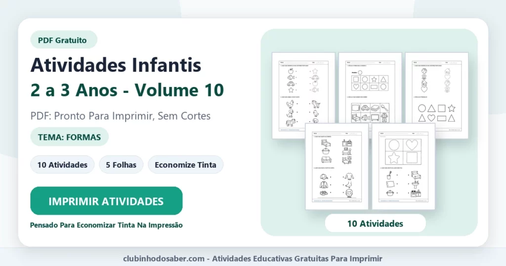 Atividades infantis 2 a 3 anos volume 10 PDF para imprimir
