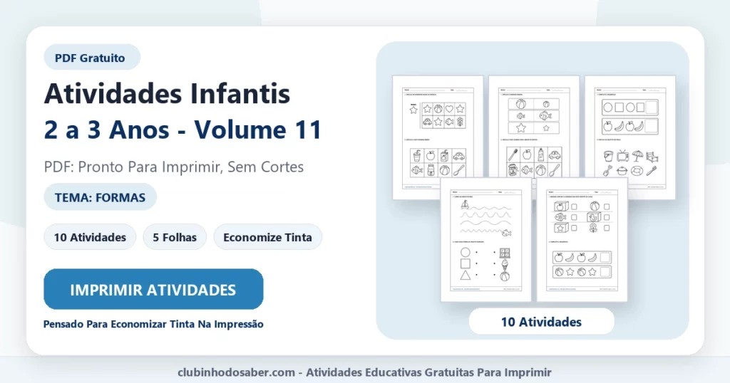 Atividades infantis 2 a 3 anos volume 11 PDF para imprimir
