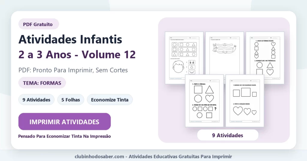 Atividades infantis 2 a 3 anos volume 12 PDF para imprimir
