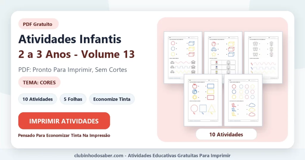 Atividades infantis 2 a 3 anos volume 13 PDF para imprimir