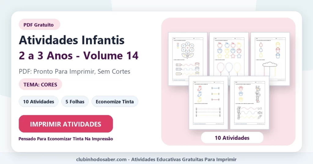 Atividades infantis 2 a 3 anos volume 14 PDF para imprimir
