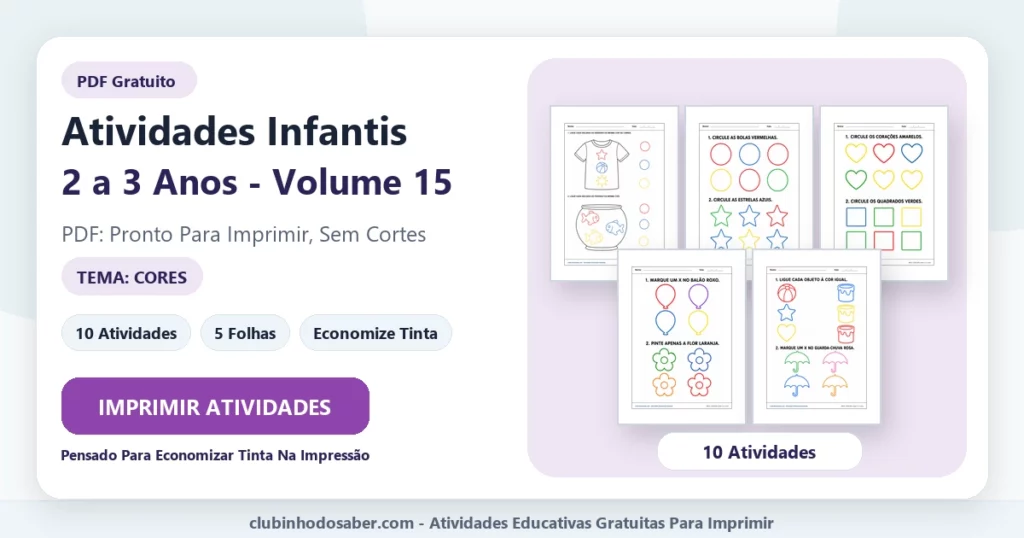Atividades infantis 2 a 3 anos volume 15 PDF para imprimir
