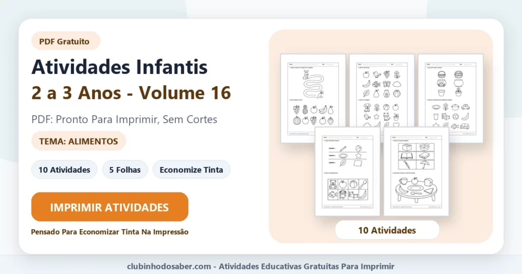 Atividades infantis 2 a 3 anos volume 16 PDF para imprimir