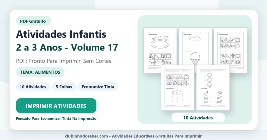 Atividades infantis 2 a 3 anos volume 17 PDF para imprimir