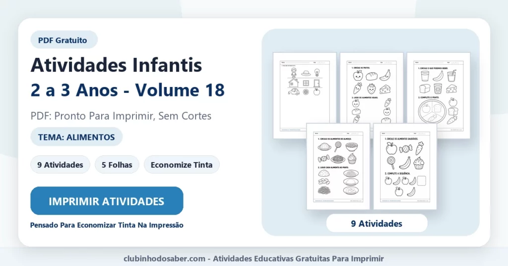 Atividades infantis 2 a 3 anos volume 18 PDF para imprimir