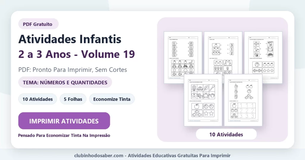 Atividades infantis 2 a 3 anos volume 19 PDF para imprimir