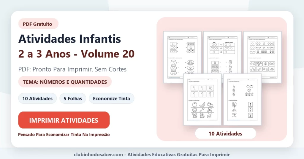 Atividades infantis 2 a 3 anos volume 20 PDF para imprimir