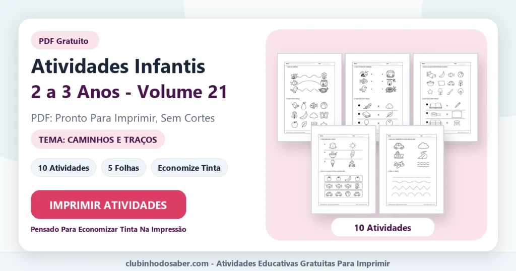 Atividades infantis 2 a 3 anos volume 21 PDF para imprimir