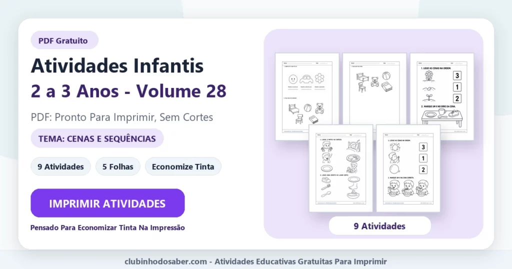 Atividades infantis 2 a 3 anos volume 28 PDF para imprimir