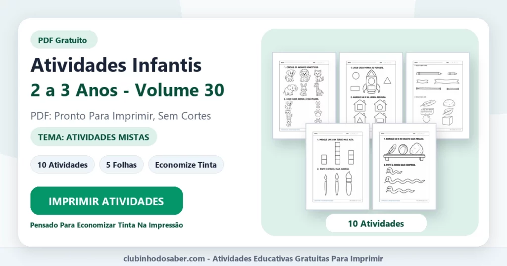 Atividades infantis 2 a 3 anos volume 30 PDF para imprimir