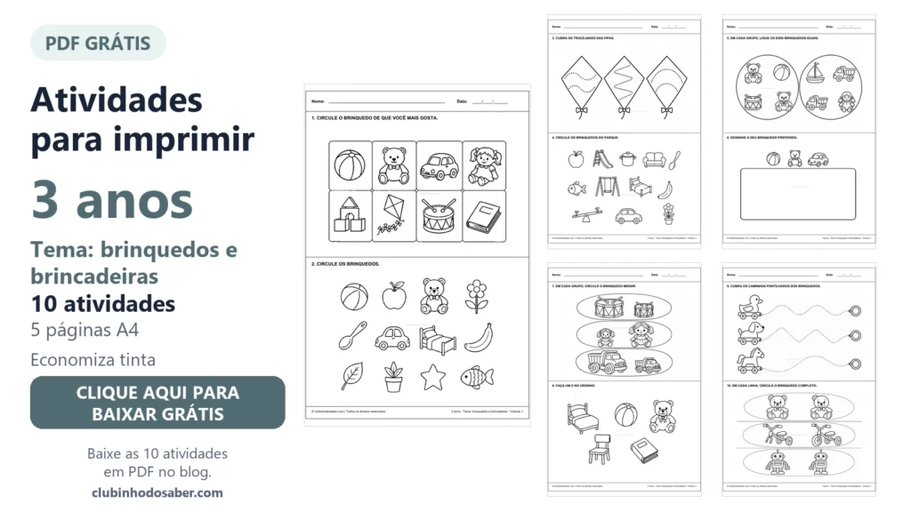 Atividades para imprimir para crianças de 3 anos, material 3A-BRI-01.