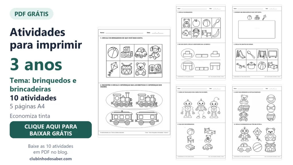 Atividades para imprimir para crianças de 3 anos, material 3A-BRI-02.