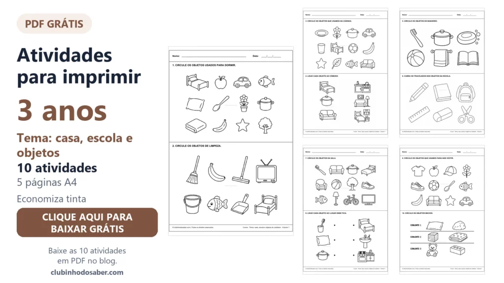 Atividades para imprimir para crianças de 3 anos, material 3A-CAS-01.