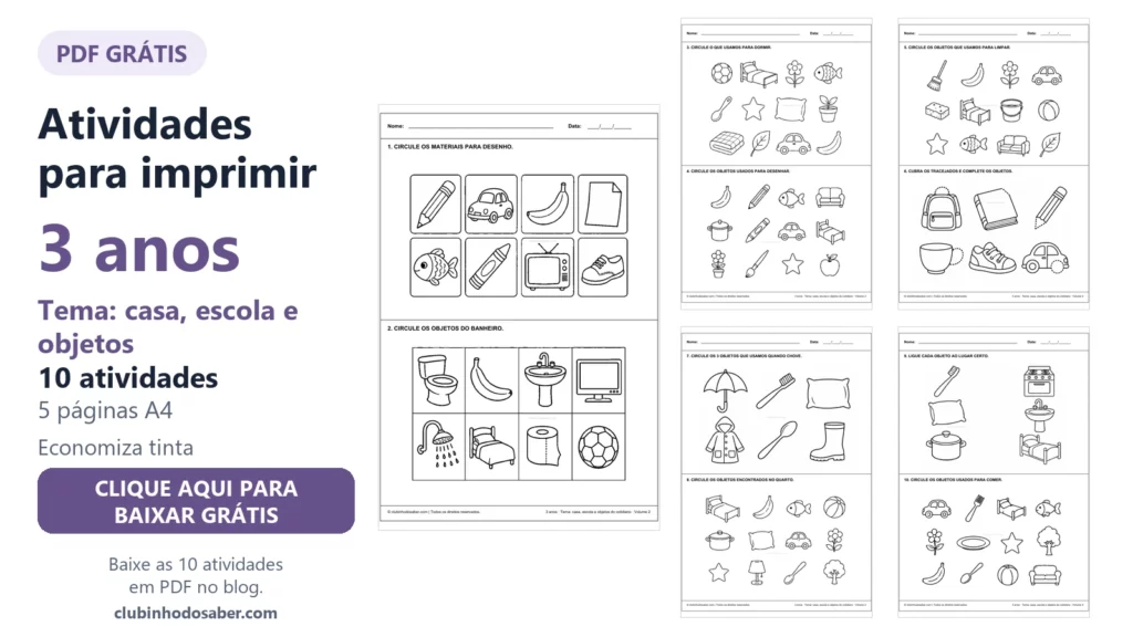 Atividades para imprimir para crianças de 3 anos, material 3A-CAS-02.