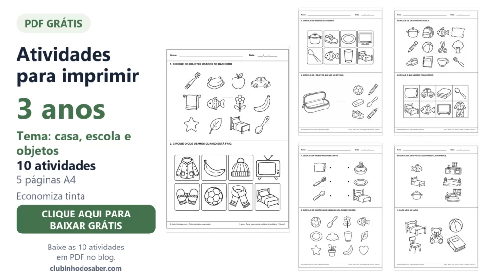 Atividades para imprimir para crianças de 3 anos, material 3A-CAS-03.