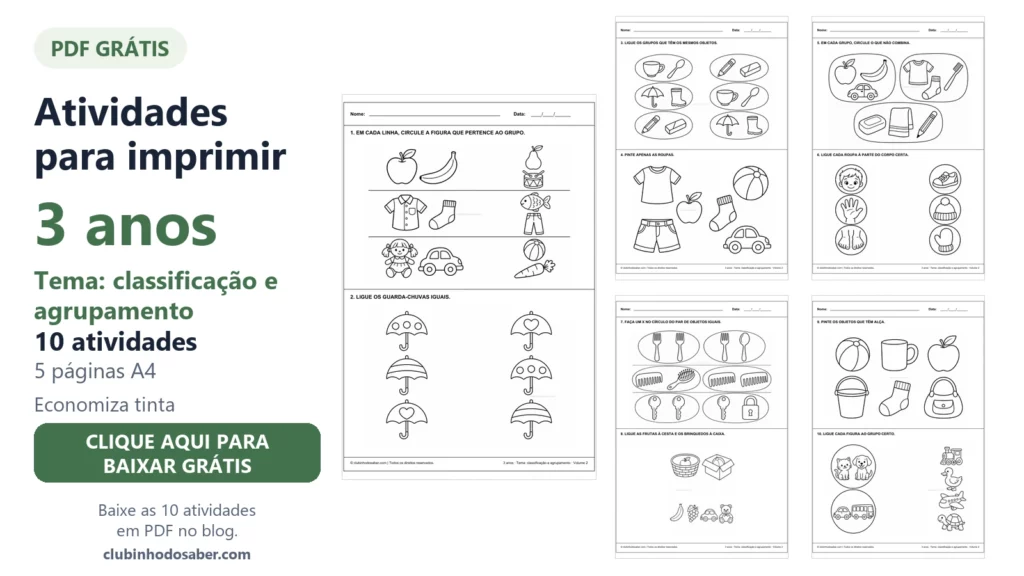 Atividades para imprimir para crianças de 3 anos, material 3A-CLA-02.